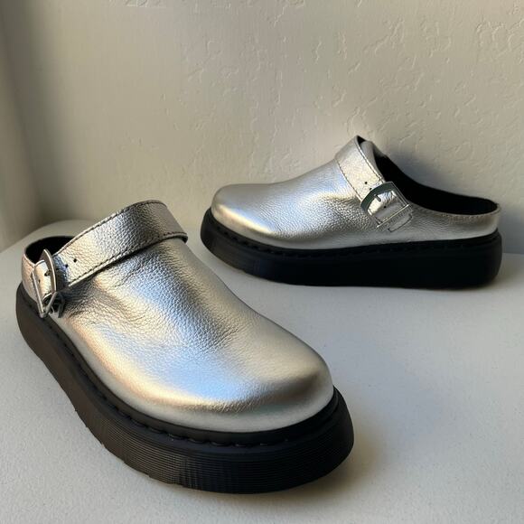 Dr. Martens Other - Dr Martens Laketen Slingback Mules Leather Clogs Men Size 12 Metallic Silver NEW